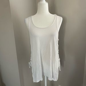 White ripped, American Eagle, tank top, tie sides – medium